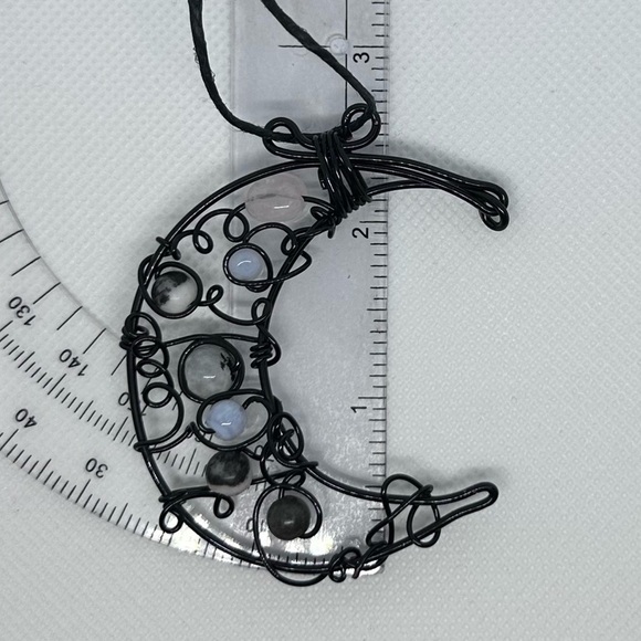 Gemstone wire wrap Black Moon wall decor handmade - Picture 5 of 6